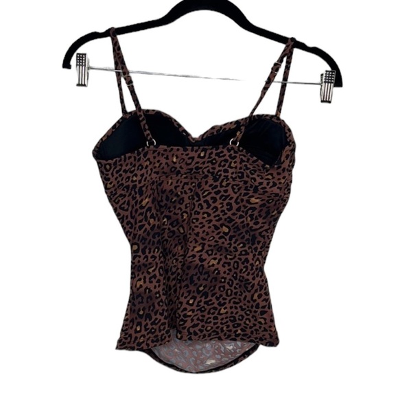 Assets by Spanx Brown Leopard Print Swim Tankini Top Women's Sz S - Picture 4 of 6